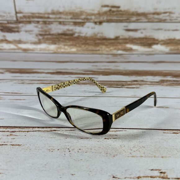 Coach Tortoise Rectangular Frame W Logo Interior Glasses HC6063 53 15 135 - Picture 1 of 7